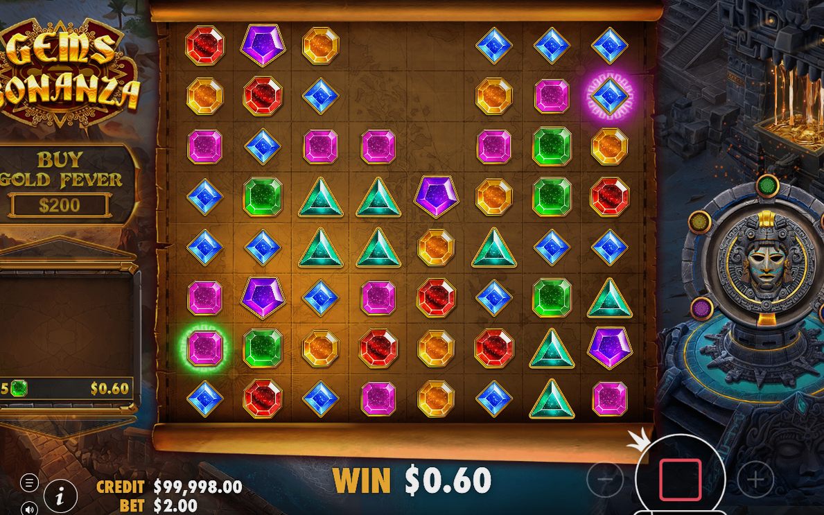 Base game 8x8 grid with gem symbols