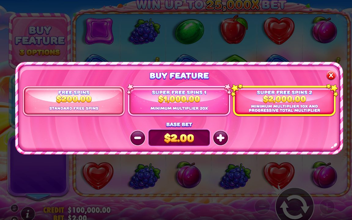 Bonus screen at the start of the Free Spins round